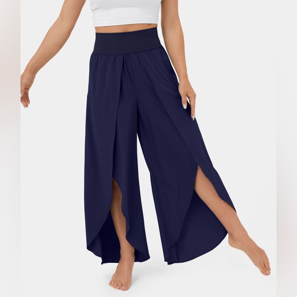 NWT Halara Breezeful High Waisted Flowy Split Wide Leg Casual Pants